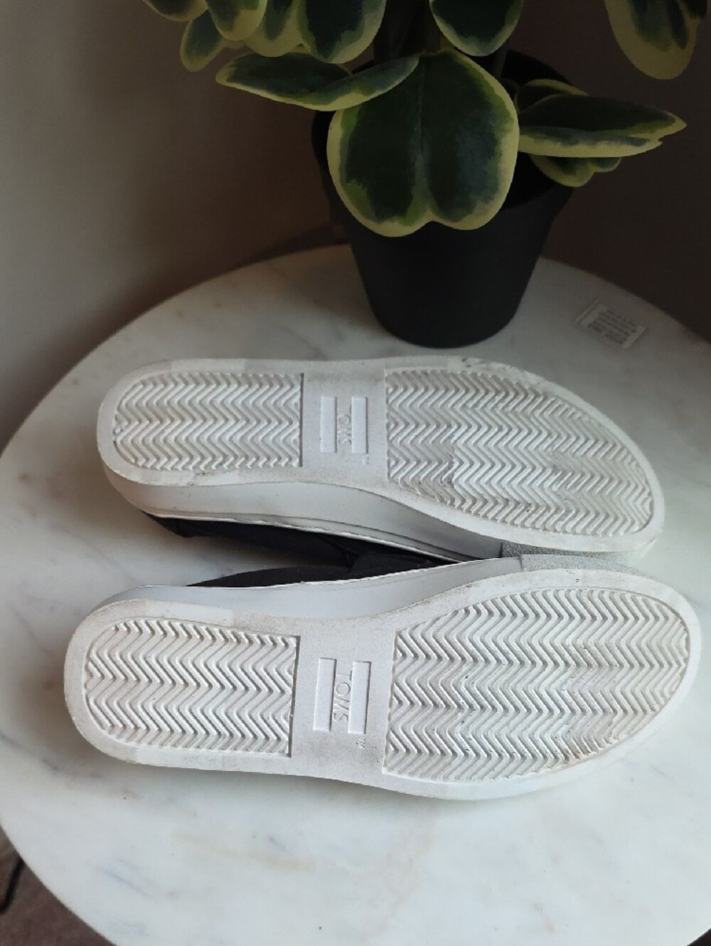 Toms Black Canvas Slip-On Mocs with White Outsole - Picture 4 of 5